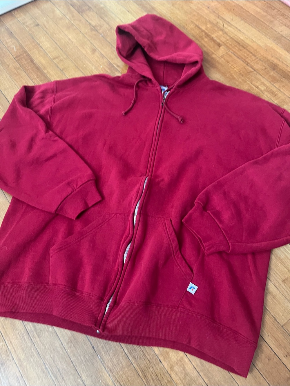 Vintage 90s Y2K Russell Athletic Dri-Power Zip Up Hoodie XL Blank Solid